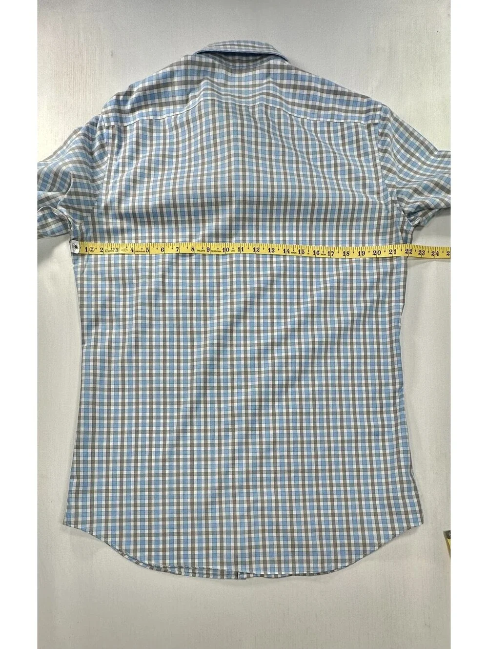 Banana Republic Non-Iron Tailored Slim Check Blue Gray Men L